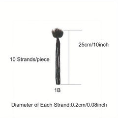 10 Strands Human Hair Dreadlock Extensions 0 Diameter Full Hand Permanent