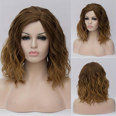 Ombre Pink Blonde Short Bob Wigs 35 56 Cm Water Wave Hair Synthetic Fiber