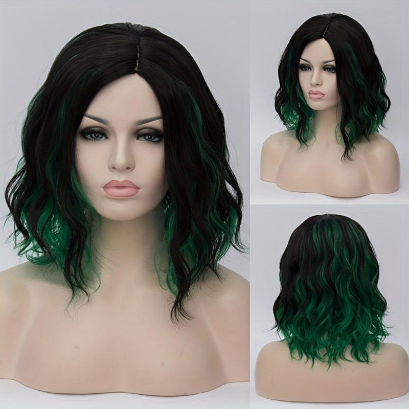 Ombre Pink Blonde Short Bob Wigs 35 56 Cm Water Wave Hair Synthetic Fiber