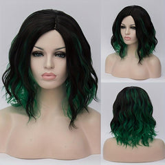 Ombre Pink Blonde Short Bob Wigs 35 56 Cm Water Wave Hair Synthetic Fiber