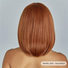 35 56 Cm Long Brown Straight Synthetic Wigs for Women