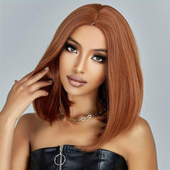 35 56 Cm Long Brown Straight Synthetic Wigs for Women
