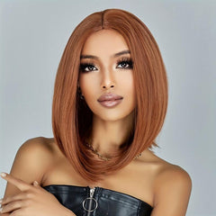 35 56 Cm Long Brown Straight Synthetic Wigs for Women