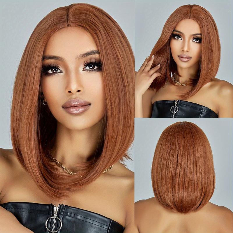 35 56 Cm Long Brown Straight Synthetic Wigs for Women