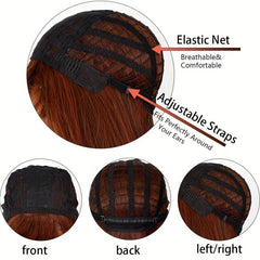 Dark Brown Long Straight Hair Wigs With Bangs Synthetic Heat Resistant Fiber