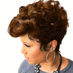 Short Curly Pixie Wig 15 24 Cm Natural Wavy Synthetic Hair Daily Party Wear