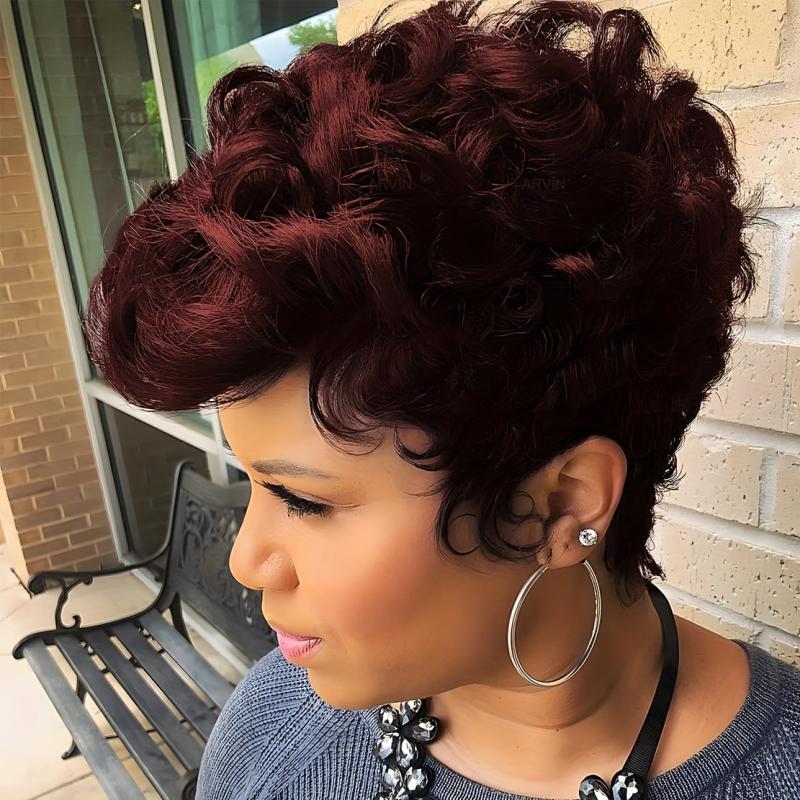 Short Curly Pixie Wig 15 24 Cm Natural Wavy Synthetic Hair Daily Party Wear