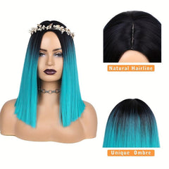 2 Tone Ombre Synthetic Wig for Women Short Straight Hair