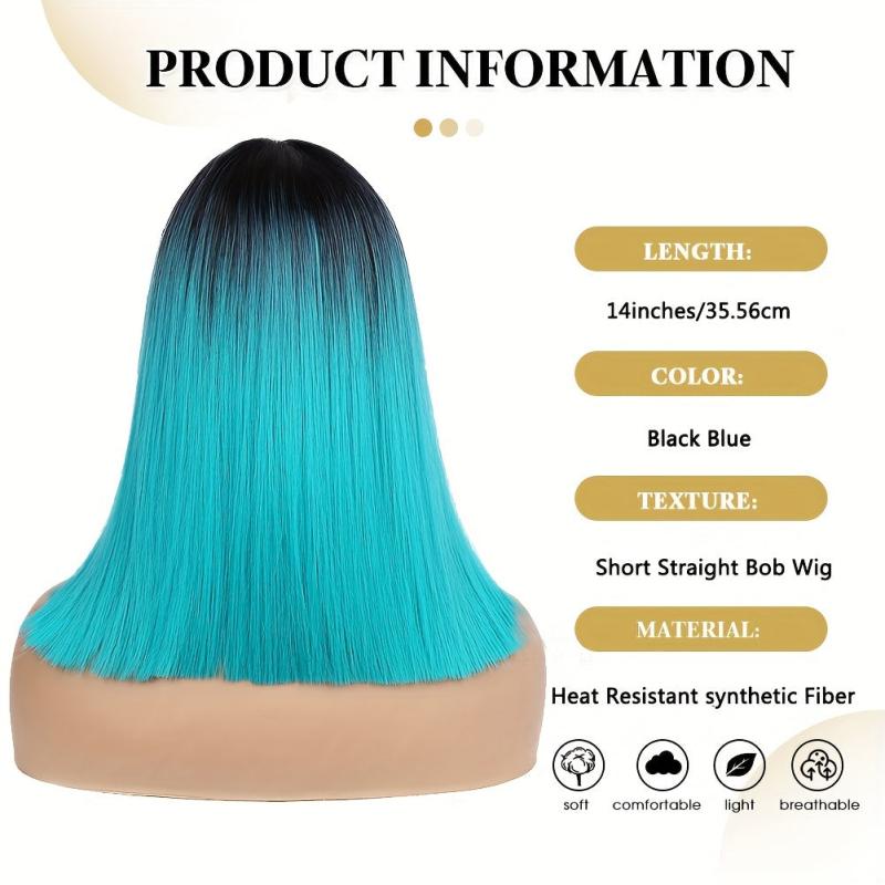 2 Tone Ombre Synthetic Wig for Women Short Straight Hair