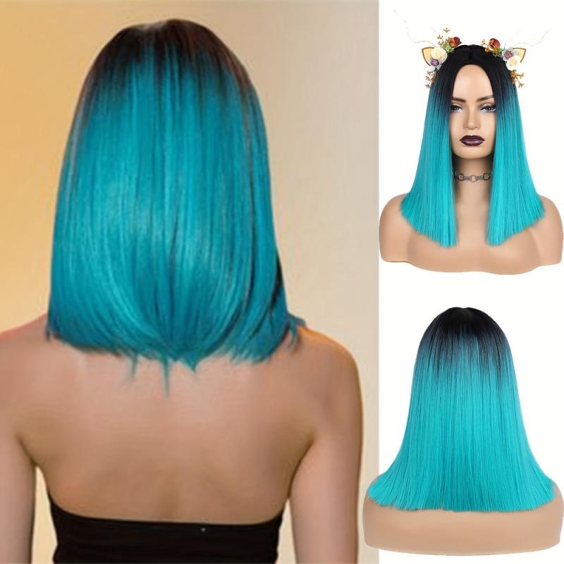 2 Tone Ombre Synthetic Wig for Women Short Straight Hair