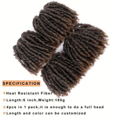 4 Pcs Short Dreadlock Hair Weaving Afro Twist Hair Weave Bundles