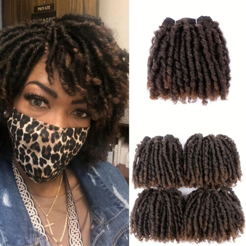 4 Pcs Short Dreadlock Hair Weaving Afro Twist Hair Weave Bundles