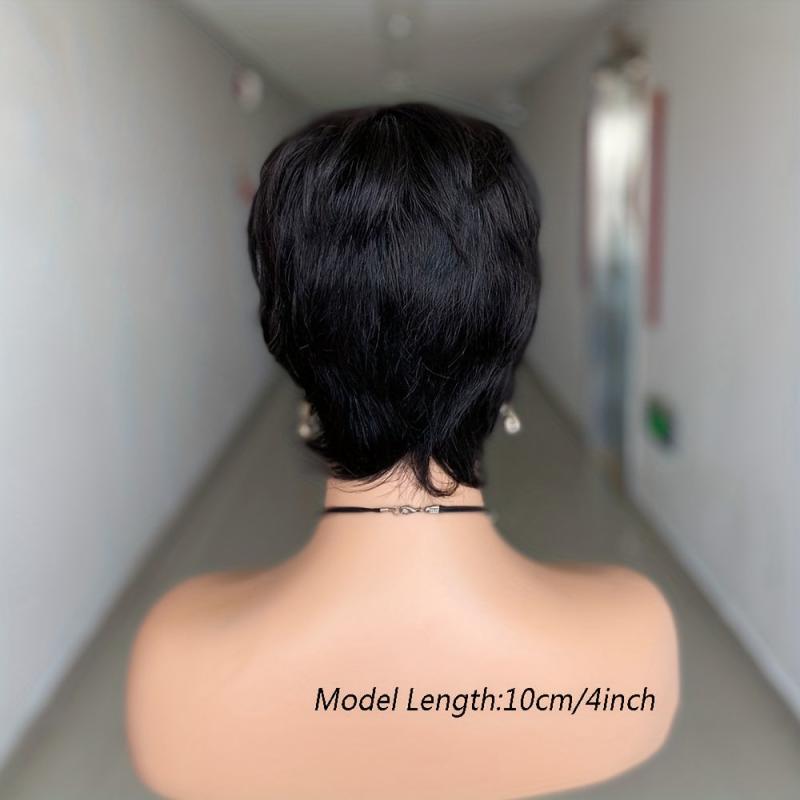Burgundy 10 16 Cm Short Pixie Cut Wigs Straight Human Hair Wigs For Women