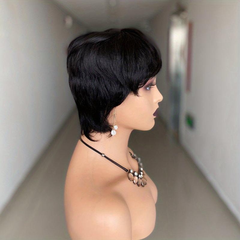Burgundy 10 16 Cm Short Pixie Cut Wigs Straight Human Hair Wigs For Women
