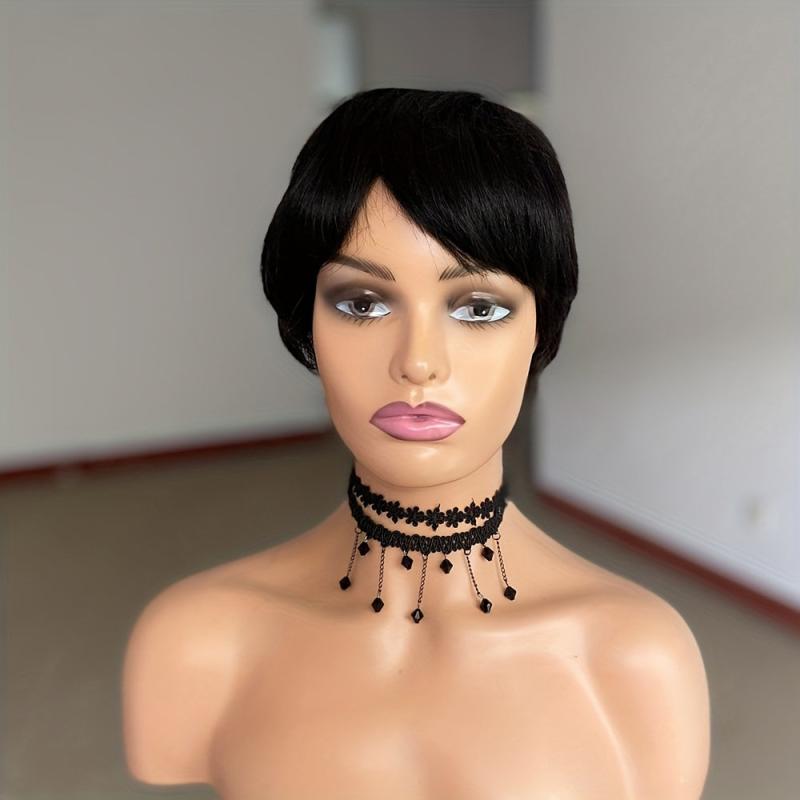 Burgundy 10 16 Cm Short Pixie Cut Wigs Straight Human Hair Wigs For Women