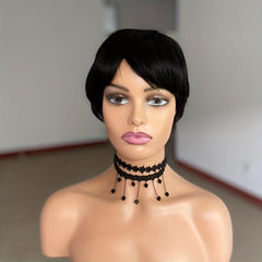 Burgundy 10 16 Cm Short Pixie Cut Wigs Straight Human Hair Wigs For Women