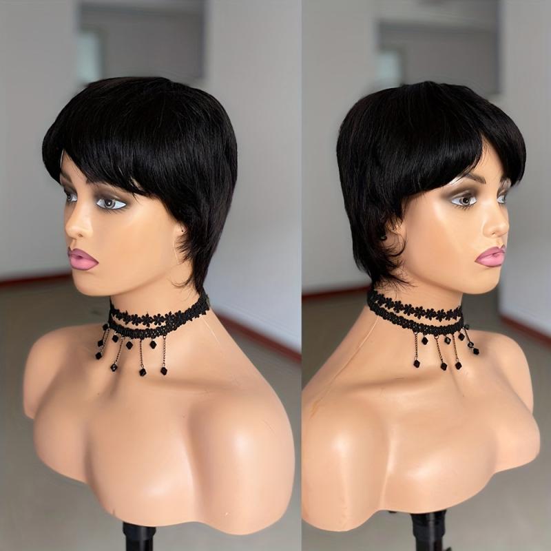 Burgundy 10 16 Cm Short Pixie Cut Wigs Straight Human Hair Wigs For Women