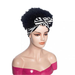 Afro Kinky Curly Headband Wigs - Synthetic Fiber Glueless Hair Wigs