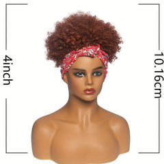 Afro Kinky Curly Headband Wigs - Synthetic Fiber Glueless Hair Wigs