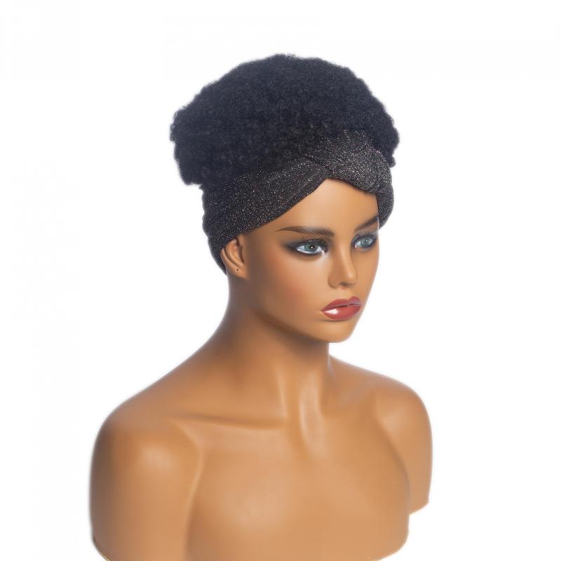 Afro Kinky Curly Headband Wigs - Synthetic Fiber Glueless Hair Wigs