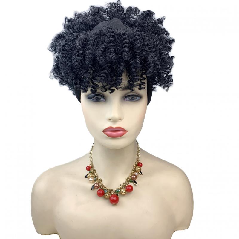 Afro Kinky Curly Headband Wigs - Synthetic Fiber Glueless Hair Wigs