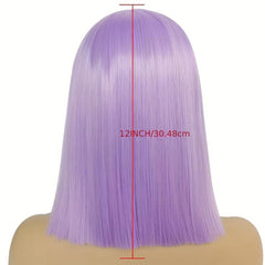 Shoulder Length Straight Bob Wigs with Bangs + Wig Cap