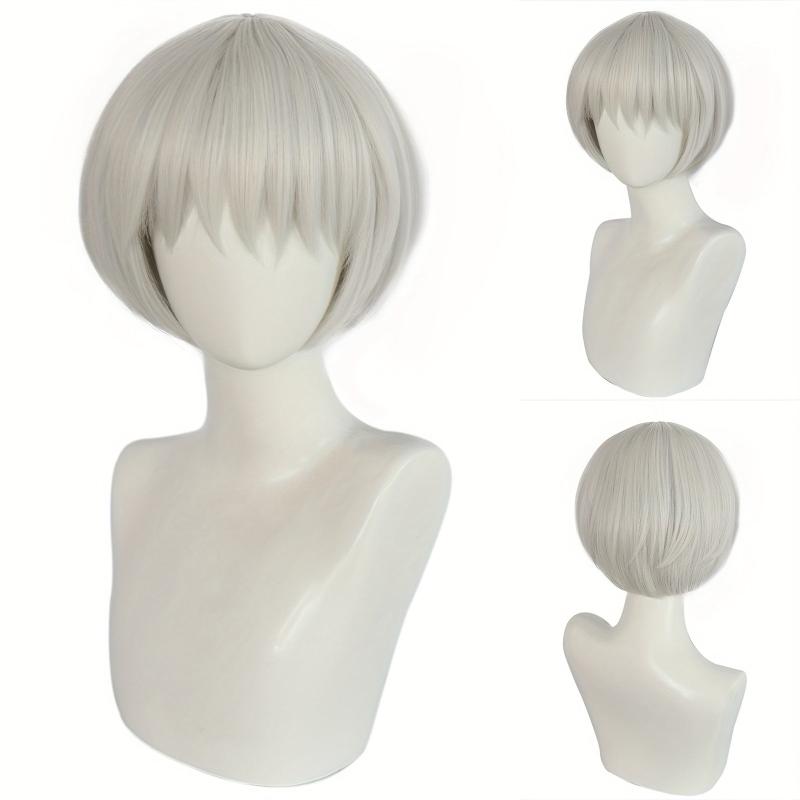 Silvery Short Cosplay Wigs with Wig Cap