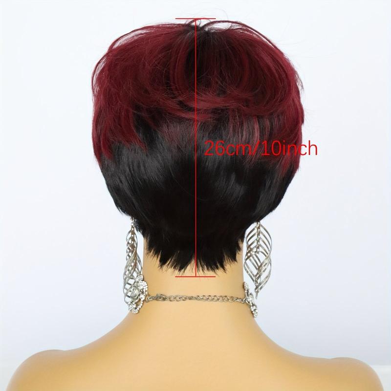 2 Tone Wine Red Short Straight Hair Wigs Synthetic Fiber Hair Wigs For Women