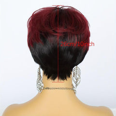 2 Tone Wine Red Short Straight Hair Wigs Synthetic Fiber Hair Wigs For Women