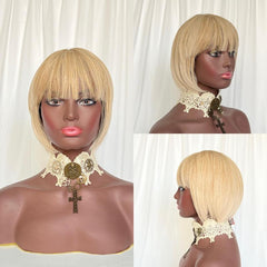 Short Straight Bob Cut Synthetic Wig Easy to Wear