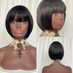 Short Straight Bob Cut Synthetic Wig Easy to Wear