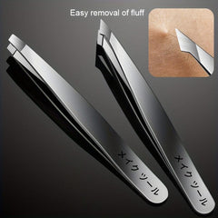 4pc Professional Eyebrow Tweezers Set with Storage Bag