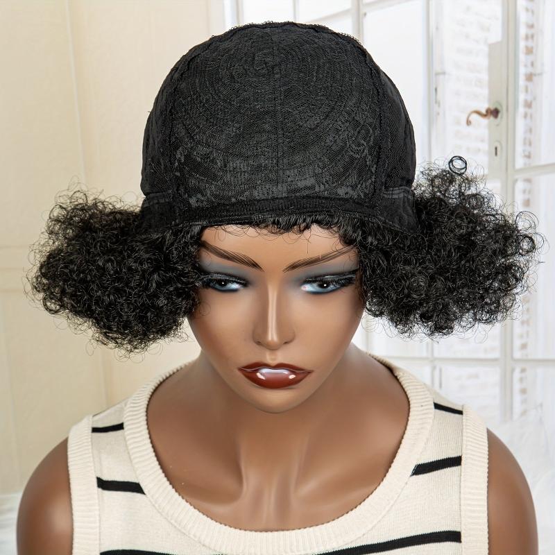 Short Afro Curly Wigs With Bangs for Women