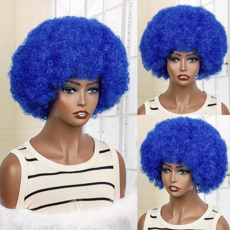 Short Afro Curly Wigs With Bangs for Women