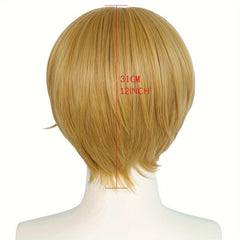 Short Blonde Straight Cosplay Wig + Wig Cap