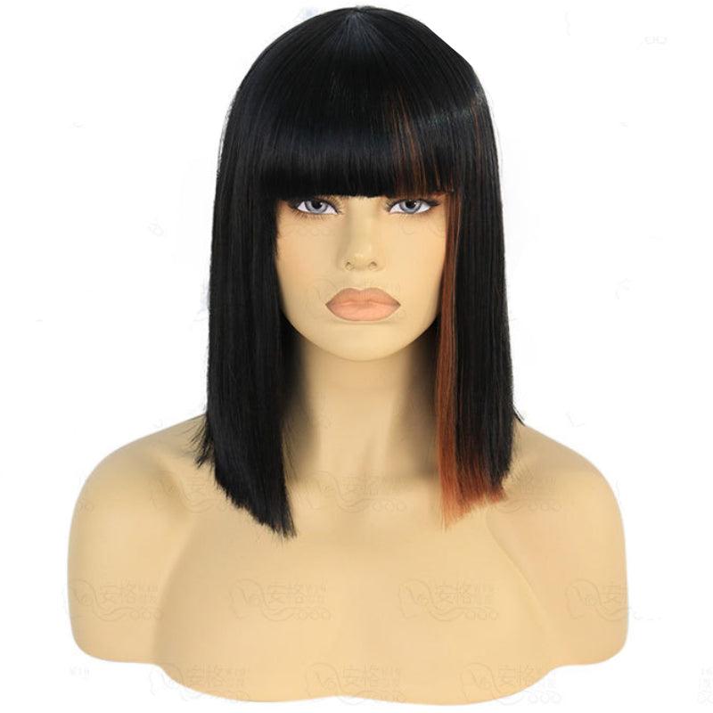 Short Bob Cut Wig With Bangs Heat Resistant