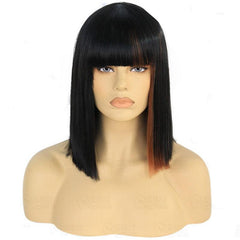 Short Bob Cut Wig With Bangs Heat Resistant
