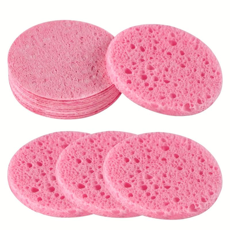 Round Cellulose Facial Sponges - 20 Pieces