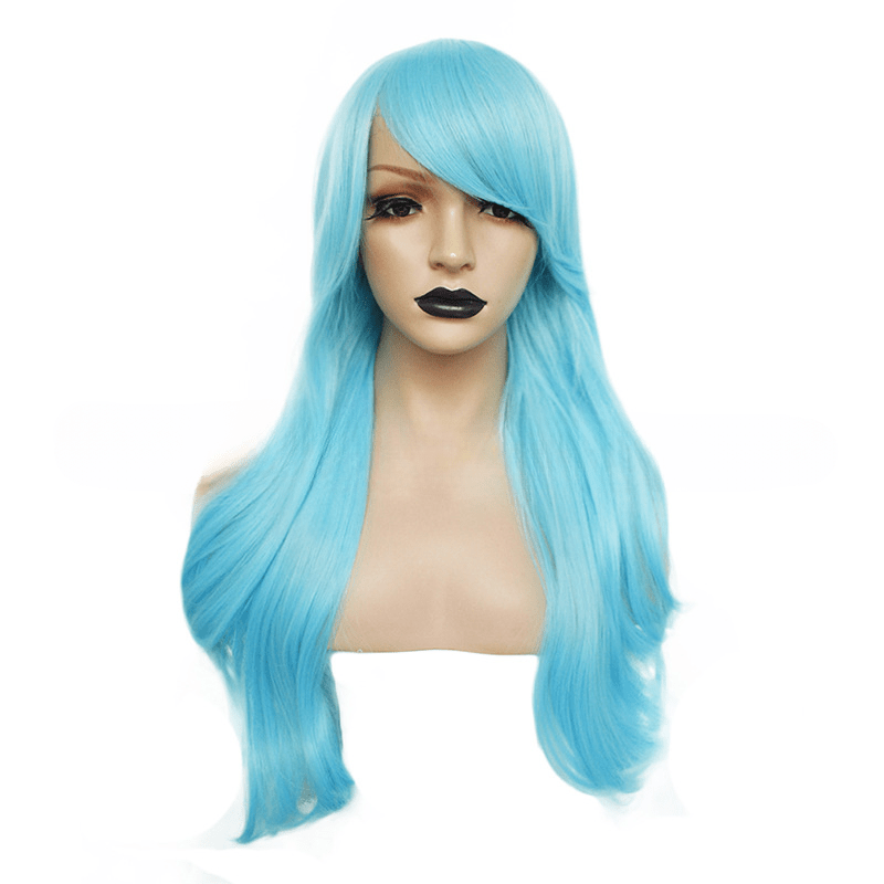 Colorful Long Straight Wigs With Bangs Colored Cosplay Costume Wigs