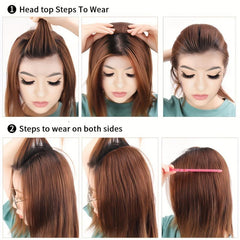 Short Straight Hair Pieces Synthetic Clip In Hair Extensions Natural Look