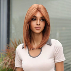 Long Straight Synthetic Wig With Side Bangs Natural Look