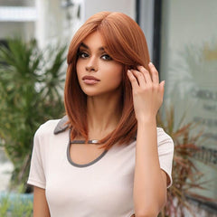 Long Straight Synthetic Wig With Side Bangs Natural Look