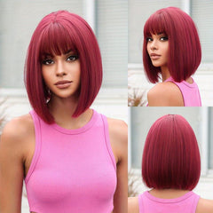 Fashionable Medium Long Straight Bob Cut Synthetic Wig for Daily Use and Parties