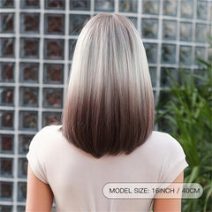 Fashionable Medium Long Straight Bob Cut Synthetic Wig for Daily Use and Parties