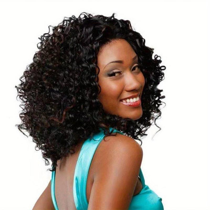 Short Afro Curly Bob Cut Synthetic Wig Heat Resistant Glueless