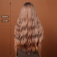 12 Cm Synthetic Women's Wig Brown Long Wavy Hair With Bangs LC2039