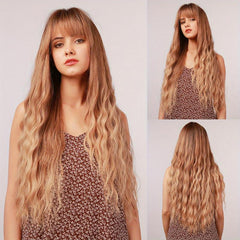 12 Cm Synthetic Women's Wig Brown Long Wavy Hair With Bangs LC2039