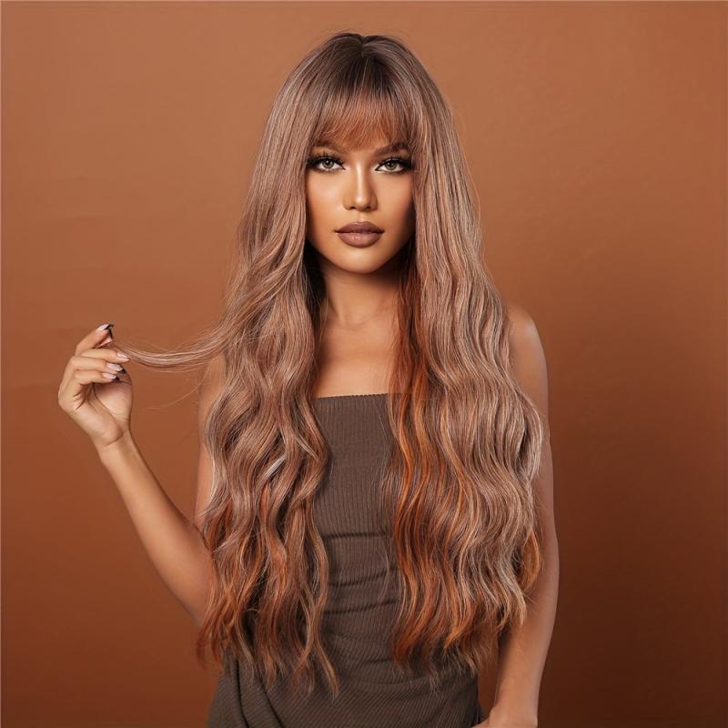 12 Cm Synthetic Women's Wig Brown Long Wavy Hair With Bangs LC2039