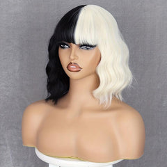 Short Bob Curly Wigs With Bangs Y2K Synthetic Fiber for Women Girls