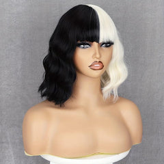 Short Bob Curly Wigs With Bangs Y2K Synthetic Fiber for Women Girls